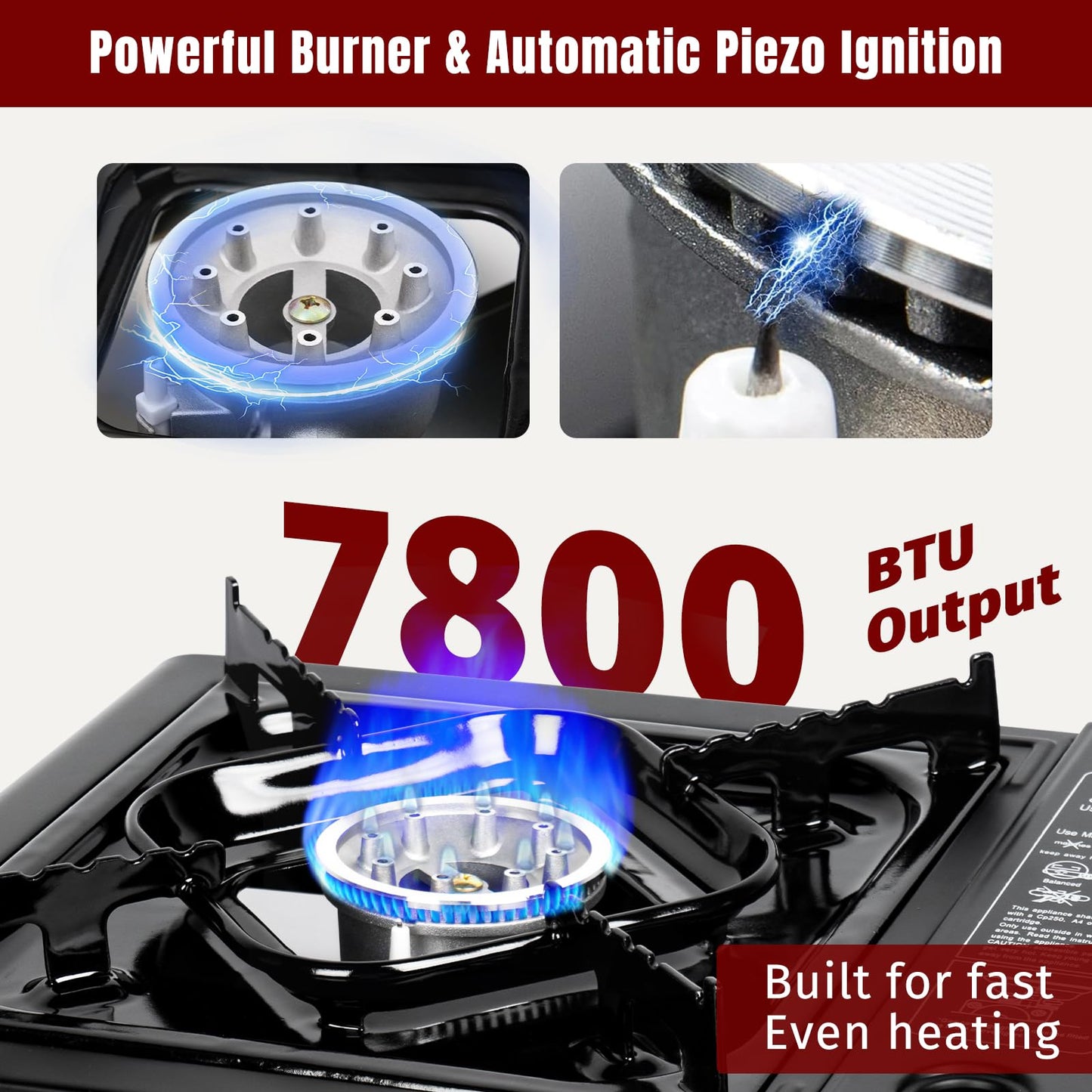 SHINESTAR 7800 BTU Dual Fuel Camping Stove, Propane Portable Gas Stove | Propane or Butane Camp Stove with Adjustable Heat Dial, Carry Case & Propane Adapter Hose,for Outdoor Cooking and Emergencies BST326H