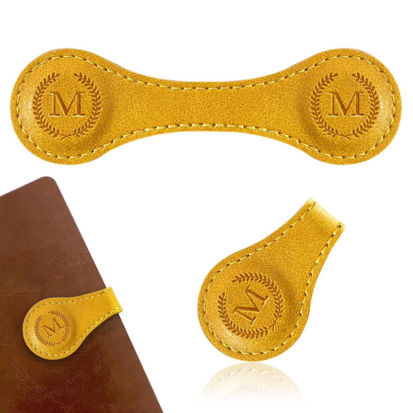 Handmade Personalized Leather Magnetic Bookmark - Custom Initial Letter Design with 26 Alphabet Choices - Durable Bookmark for Readers, Book Lovers, Women & Kids BST202