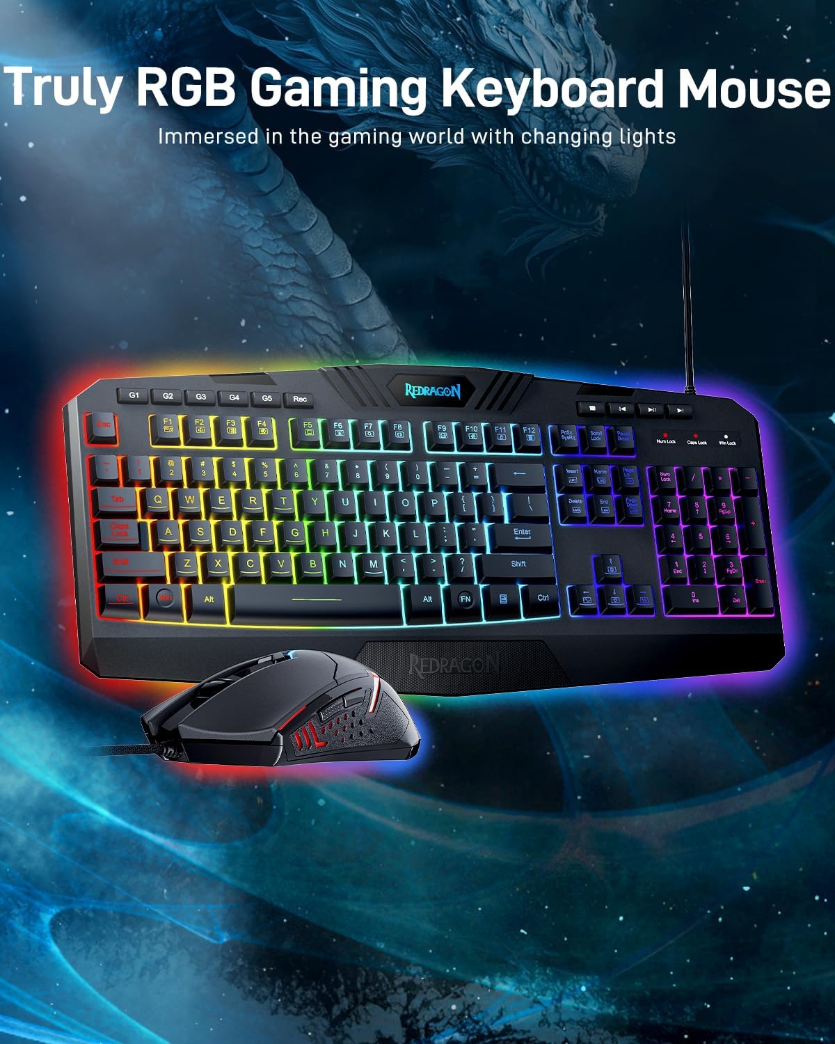 Redragon S101 Updated Programmable Gaming Keyboard and Mouse 7071
