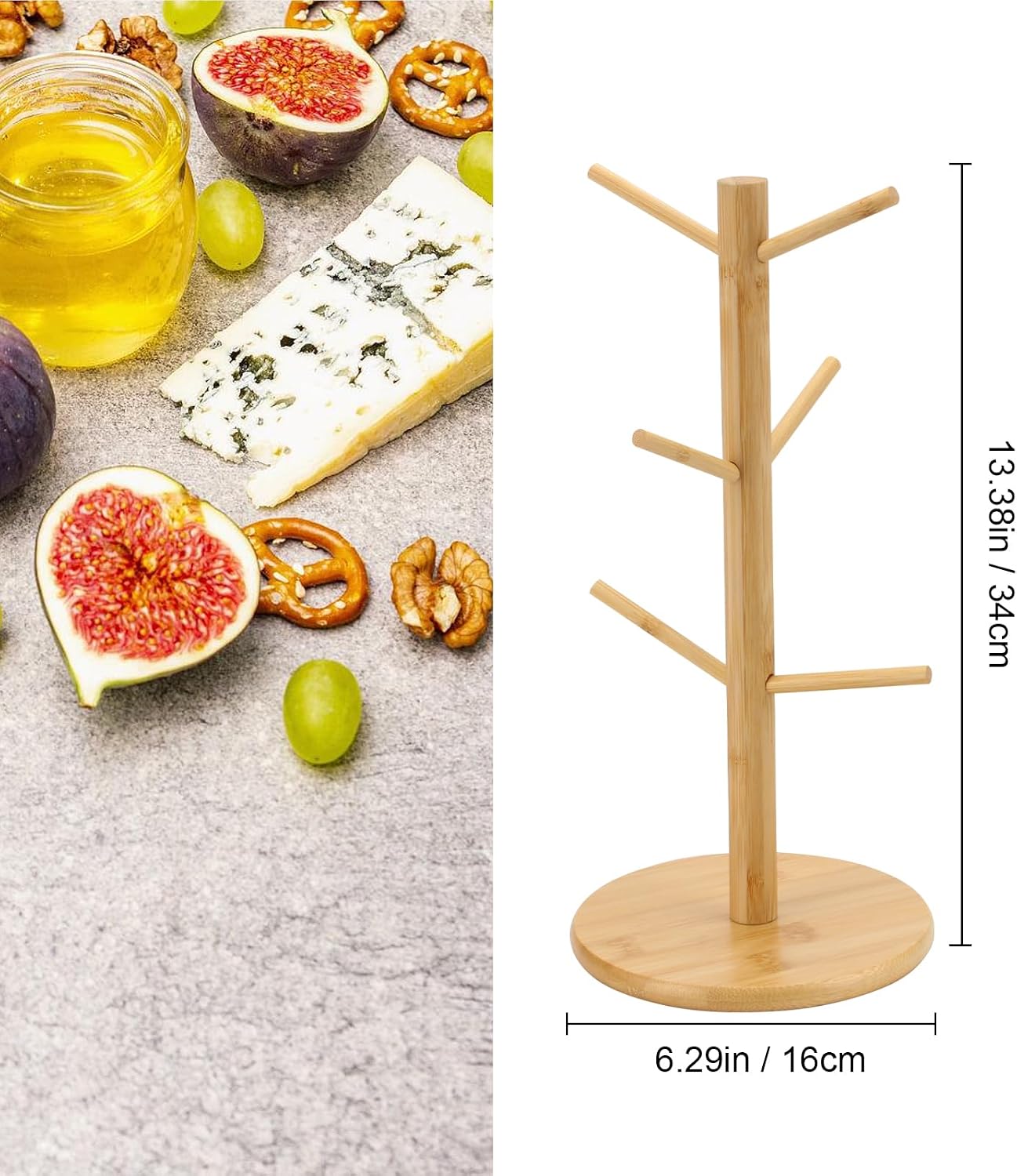 Pretzel Holder Stand, Bamboo Pretzel Rod Holder, Bamboo Tree-Shaped Pretzel Stand For Pretzel Display and Hanging Sausage Stand, Pretzel Holder for Christmas Wedding Birthday Treat Party (1PC) BST326L