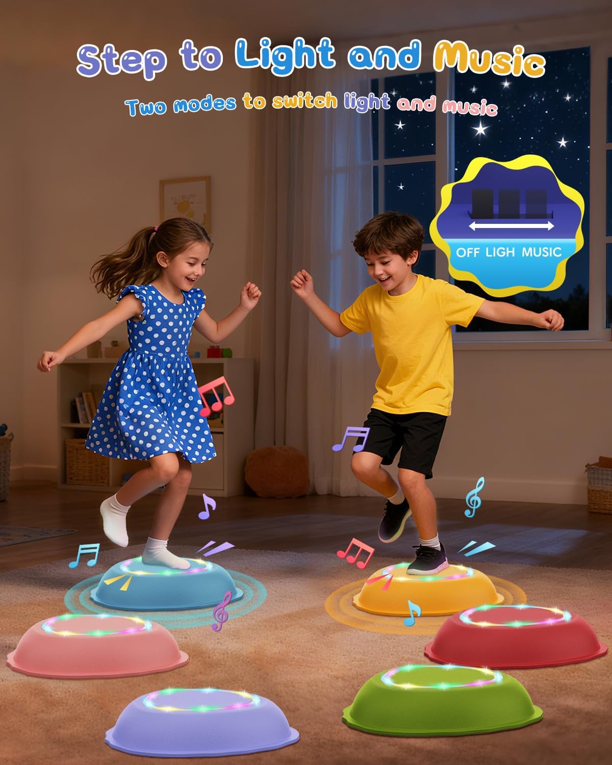 Light Up Rechargeable Stepping Stones for Kids 67