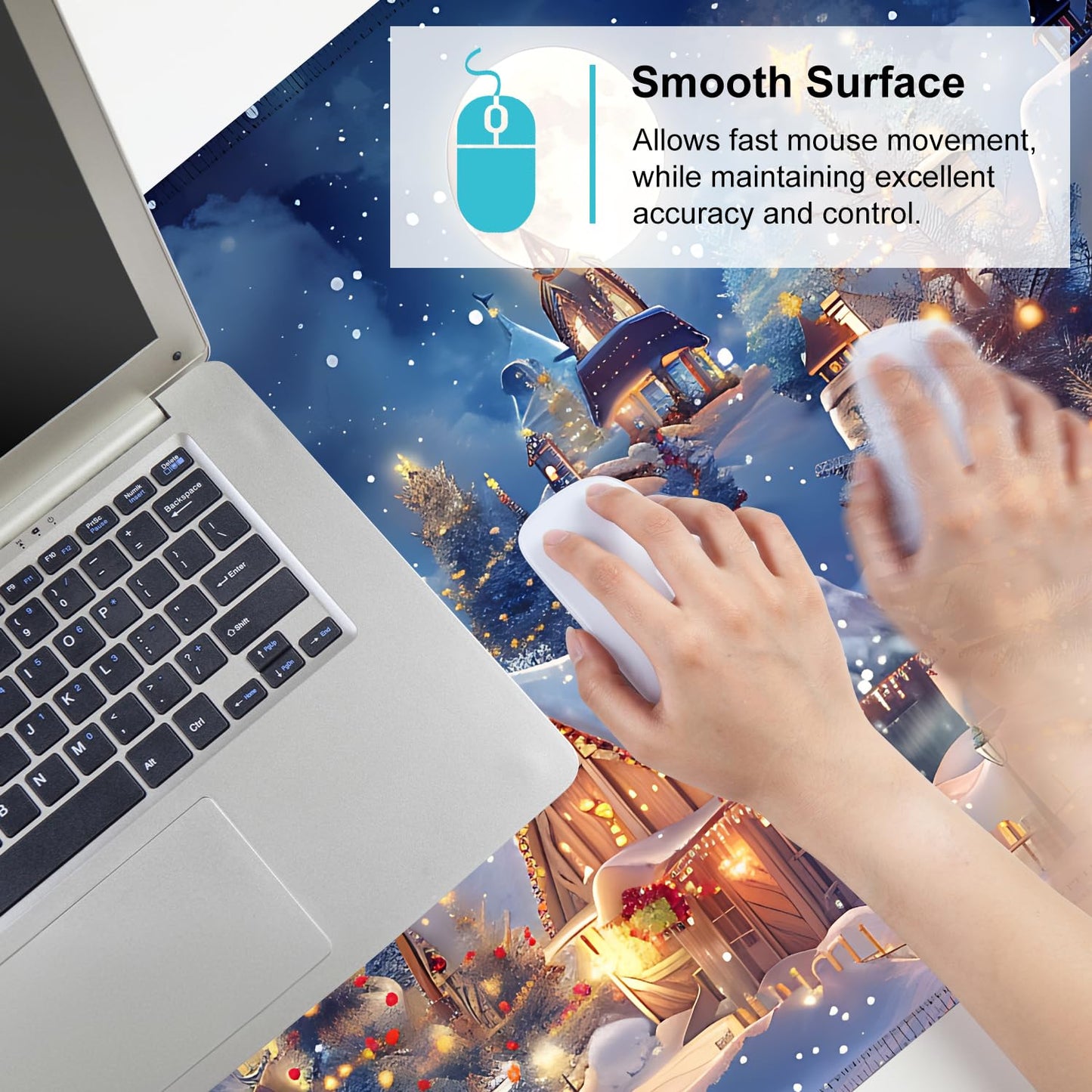 Mouse Pad Gaming Mousepad 31.5 x 11.8in Large Mouse Pad for Keyboard and Mouse with Anti-Slip Rubber Base, Keyboard Pad XL Mouse Mat for Home and Office,Snowy Forest WN420