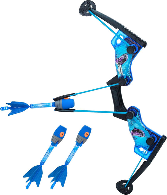 Zing HyperStrike FireTek Bow Archer Pack, Light Up Bow and Light Up Zonic Whistle Arrows, Shoots Arrows Over 200ft, Outdoor Play with Friends and Family, for Ages 14+ (Blue) DD1210
