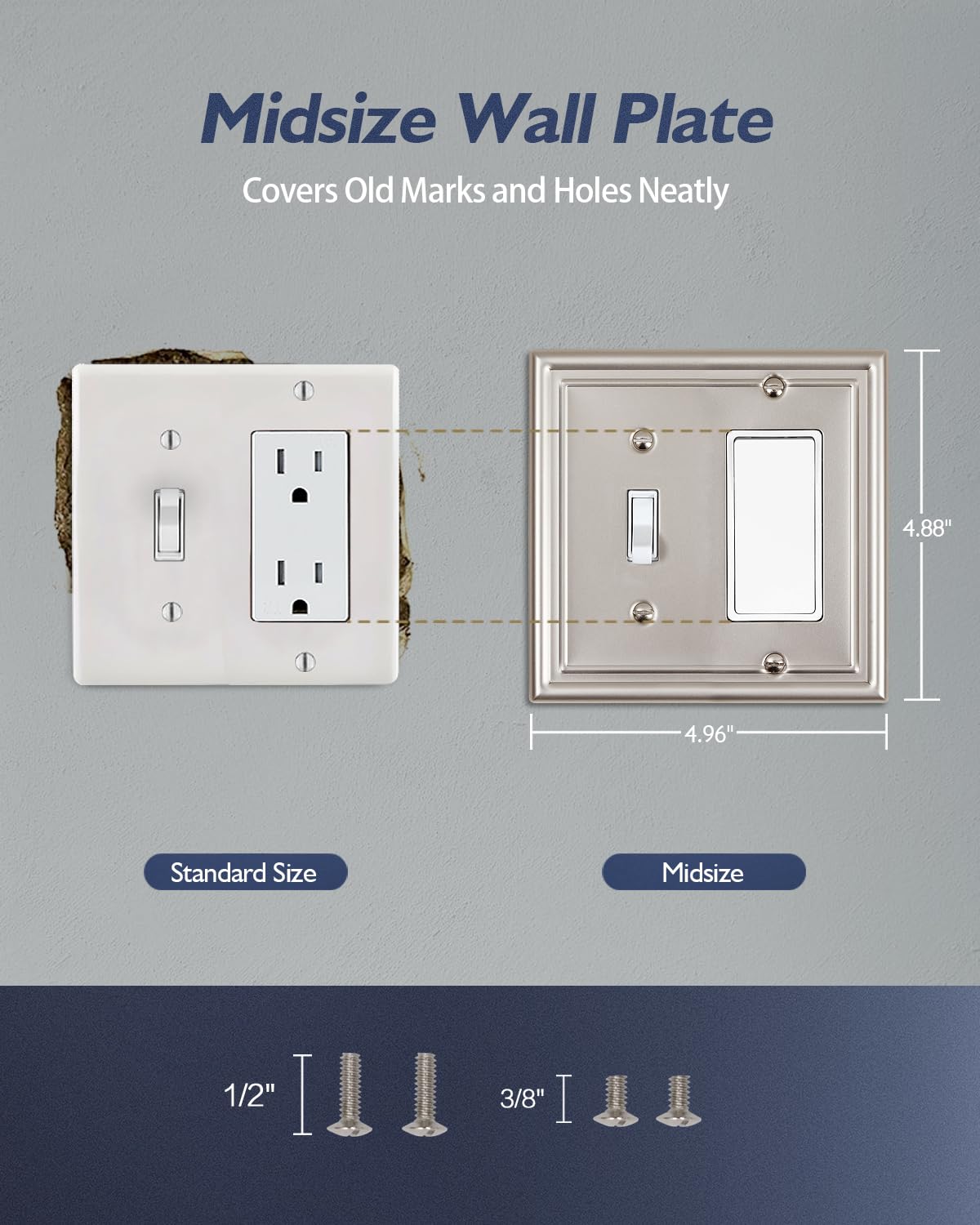 Decorative Metal Wall Plates, Switch Plates Outlet Covers (Off White/1 Decorator 4 Pack) WN420
