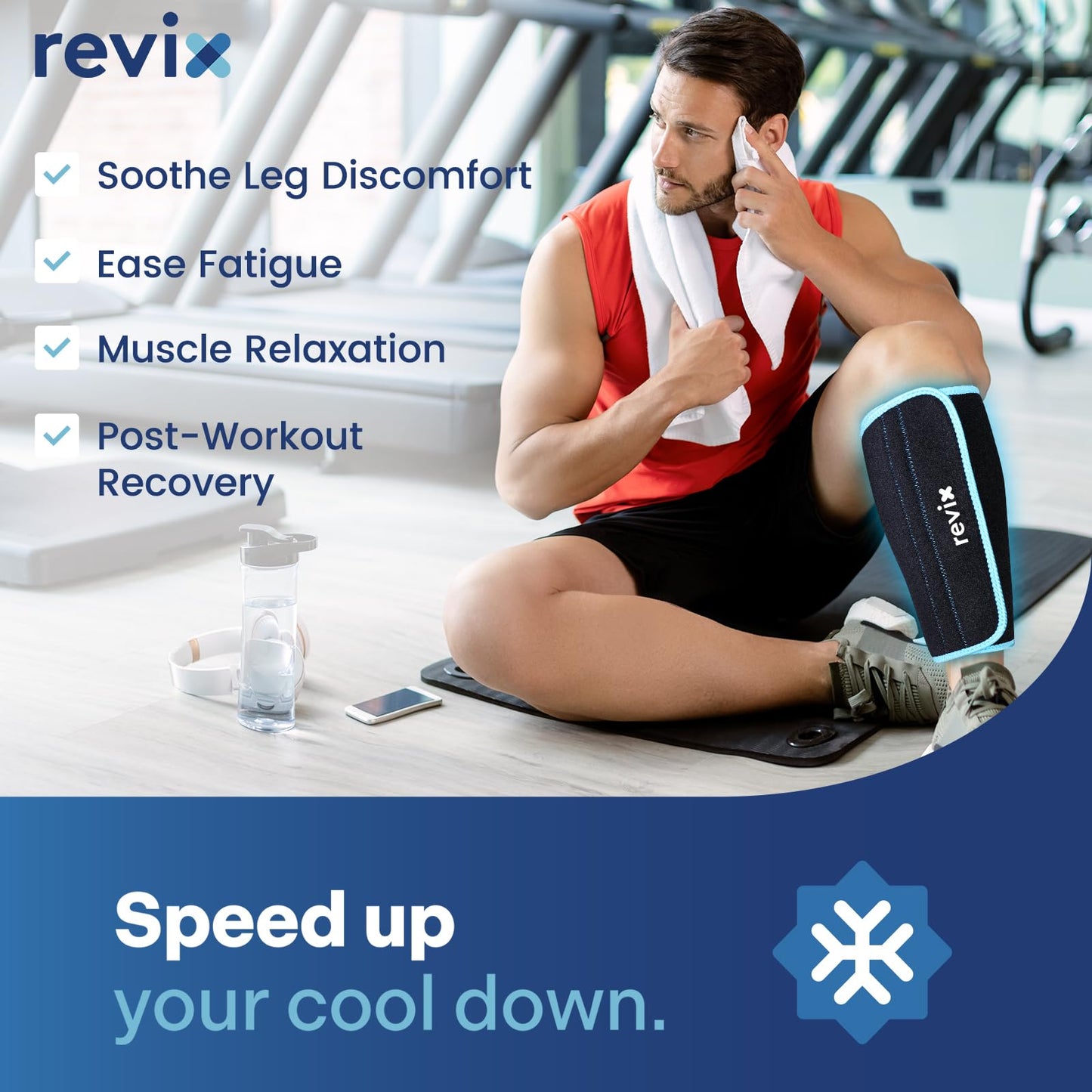 REVIX Shin Ice Pack Reusable Leg Ice Pack Wrap Cold Therapy Compression Sleeve N25