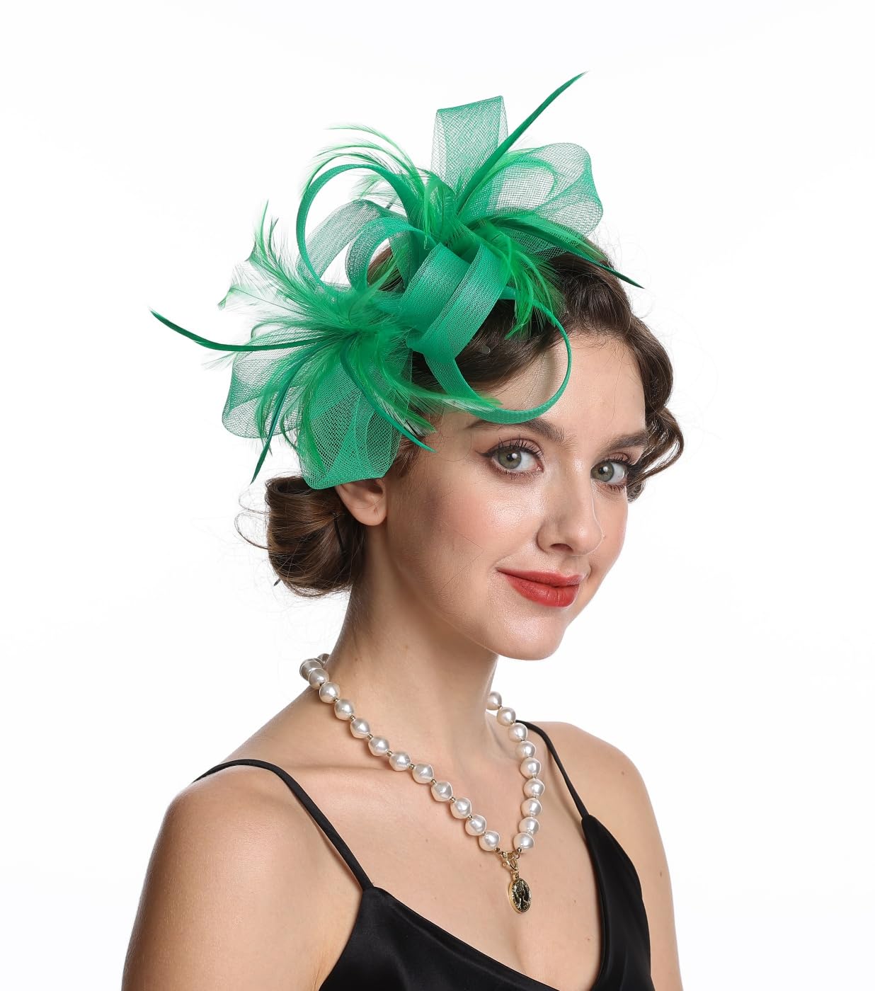 SAFERIN Fascinators Hat Flower Mesh Ribbons Feathers on a Headband and a Clip Tea Party Headwear for Girls and Women WN420