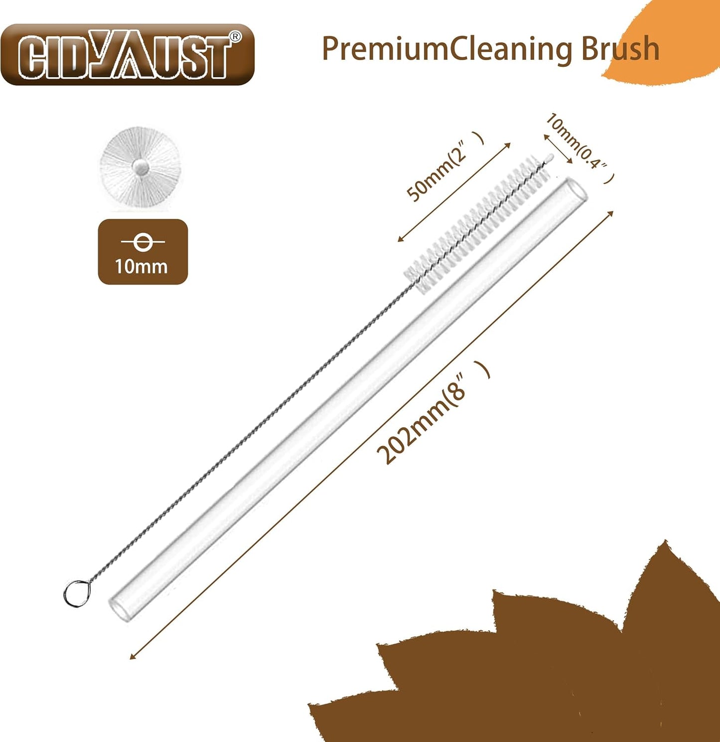 Straw Cleaner Brush with 304 Stainless Steel and Nylon Bristles，Straw Brush for Baby Bottle, Glass/Silicone Straw, Stanley Cup or Hummingbird Feeders–10-Piece Set. BST326L