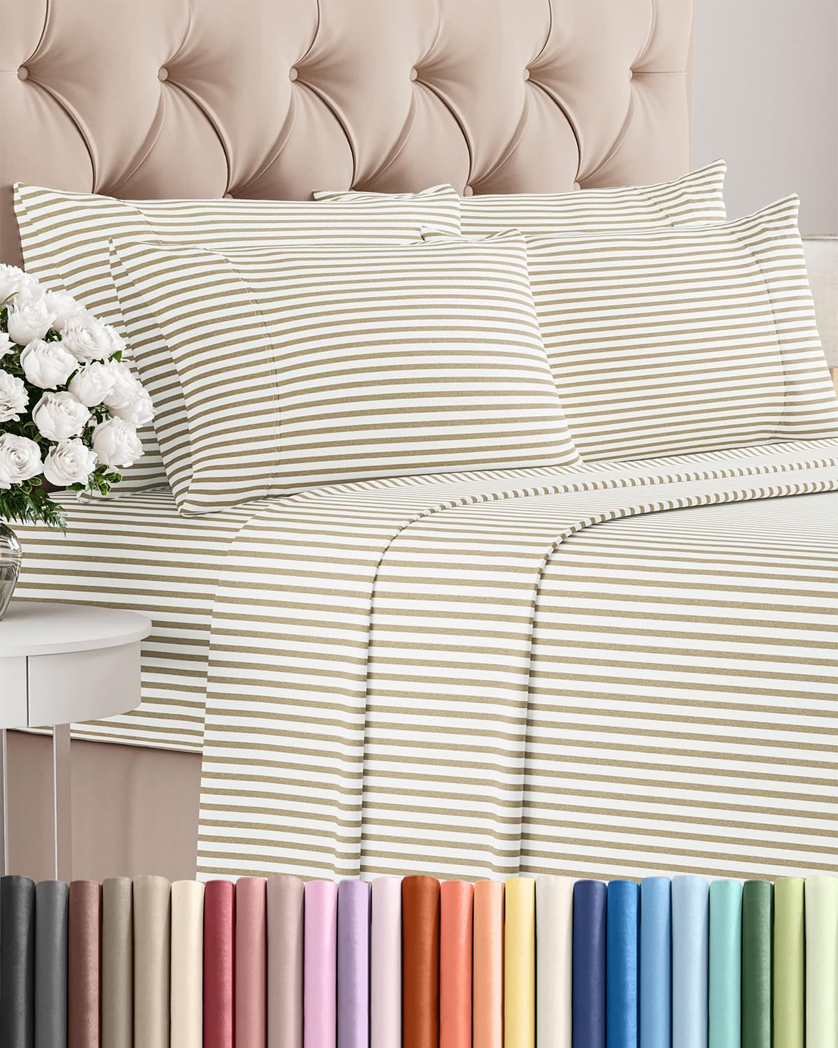 Split King 7 Piece Sheet Set - Comfy Breathable & Cooling - Soft Hotel Luxury Bedding Set with 8-16 Inch Deep Pockets - 1 Flat & 2 Fitted Sheet & 4 Pillowcases - Wrinkle Free & Easy Care - Steel Blue DD1210
