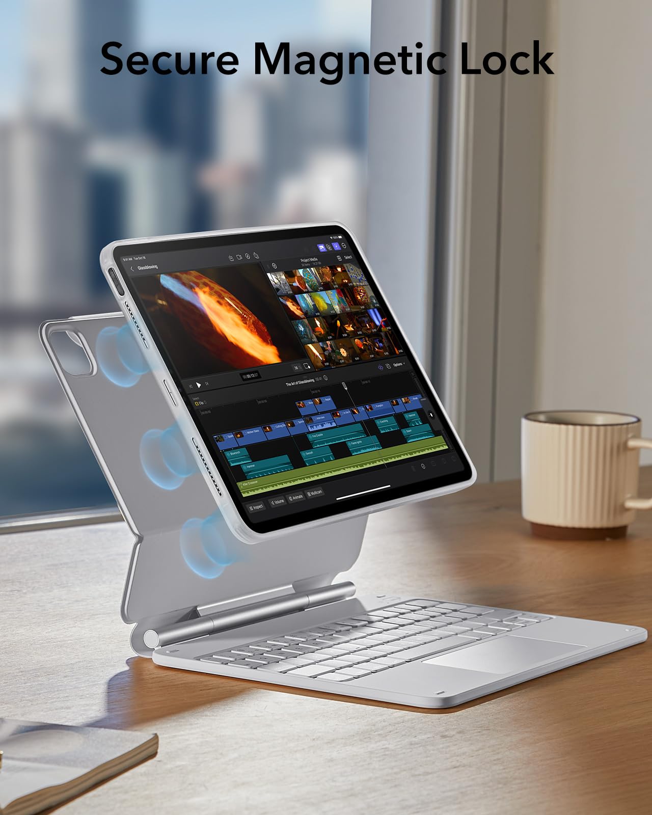 ESR for iPad Air 11 Inch Case with Keyboard M4/M3/M2 (2026/2025/2024) & iPad Pro 11/Air 5th/4th Gen Keyboard, Easy-Set Magnetic Stand, Portrait/Raised Modes, with Removable Protective Case, Black