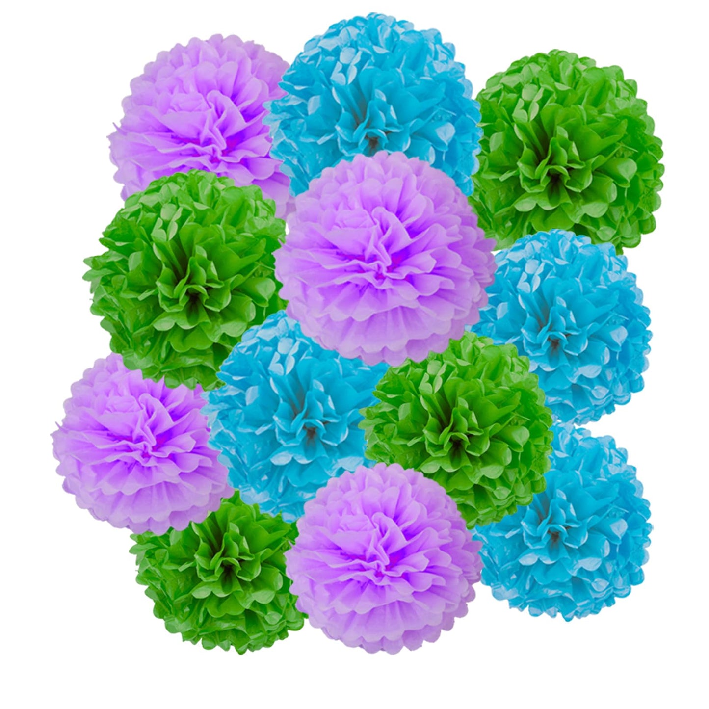 Blue Green and Purple Tissue Pom Poms Paper Kit DIY Decorative Flowers Ball for Birthday Party Wedding Hanging Decorations Pack of 12 10in12in BST220