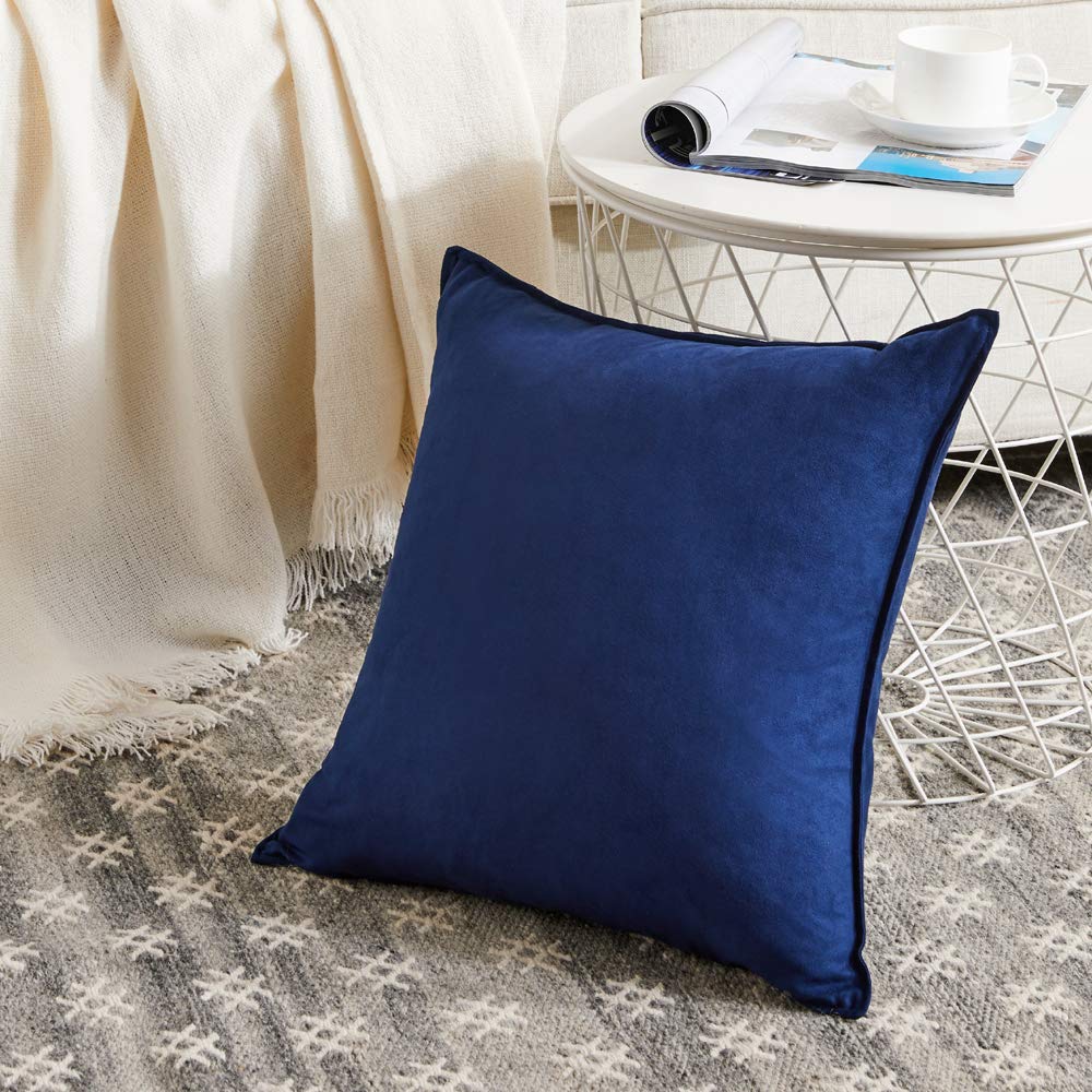 Fancy Homi 4 Packs Olive Green Decorative Throw Pillow Covers 18x18 inch, Super Soft Faux Suede Decor Square Pillow Covers 45x45 cm, Solid Cushion Cover for Couch Living Room Sofa Bedroom BST220