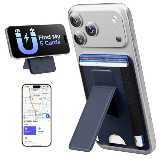 for MagSafe Wallet, Works with Apple Find My, 5-Card RFID Holder with Stand Also Grip, Strong Magnetic Wallet for iPhone 17/16/15/14/13/12 Pro Max Air Plus, Wireless Charging, Brown BST220
