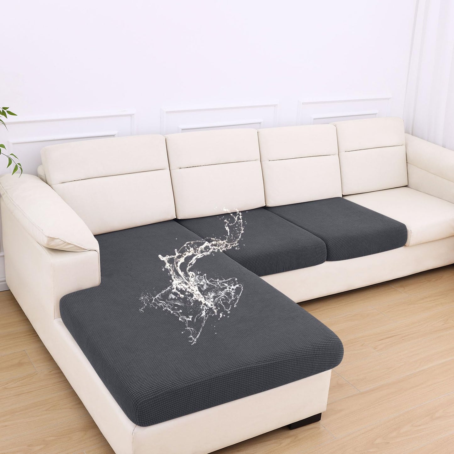 Waterproof Couch Cushion Covers for Pets, Non Slip Sofa Seat Cover | Stretch Jacquard Fabric, Elastic Bottom, Non Slip Fit, Waterproof Protection, Pet Hair Protection (1 Piece for Backrest M) BST202