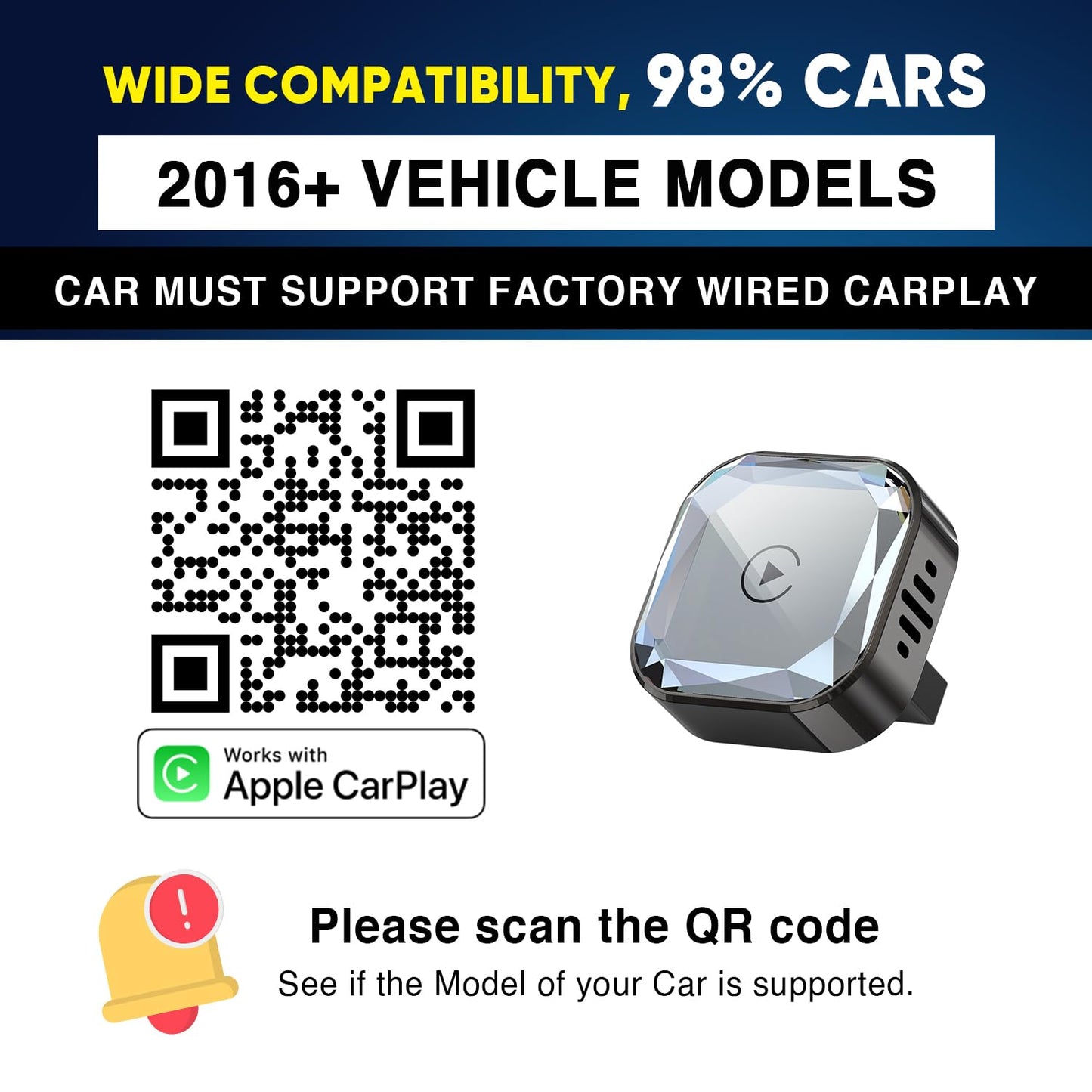 Wireless CarPlay Adapter 2026 Upgraded – 2-in-1 Suitable for Apple iPhone & Android, with Compact Size Plug-and-Play Convenience, and Fast Stable Connection for CarPlay & Android Applications (Sliver)