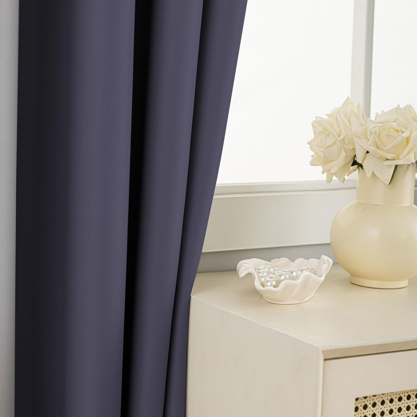 Extra Long Blackout Curtains, 12ft Room Darkening Grommet High Ceiling Drapes, 2 Story Curtains for Living Room(1 Panel, Navy, 52"x144") BST220