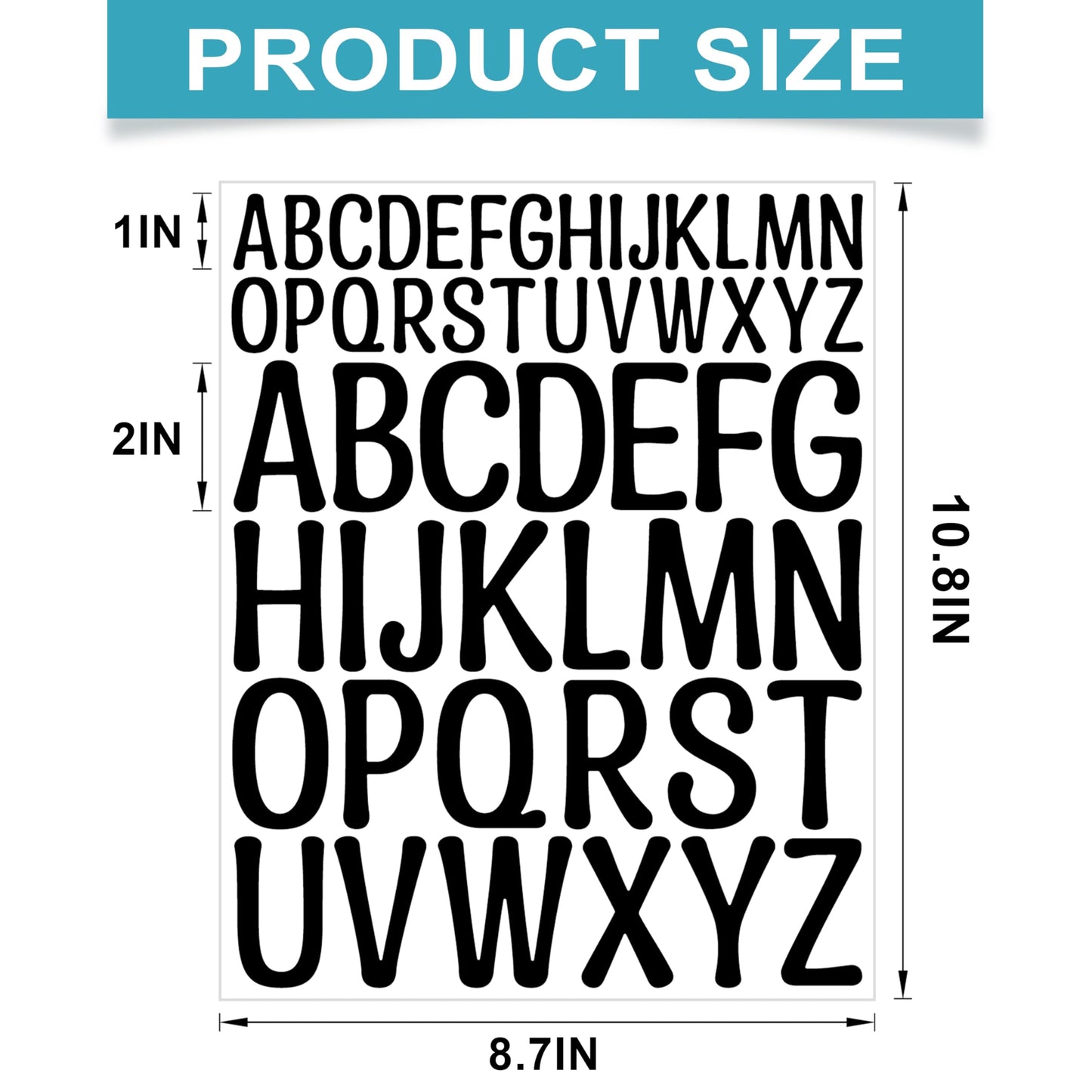 210Pcs 3-4 Inch Alphabet Stickers, 12 Sheets Vinyl Waterproof Letter Stickers, Self-Adhesive Large Stick On Letters for Class, Office, Arts, Crafts, Poster Board, Mailboxes, Handbook (White) BST220