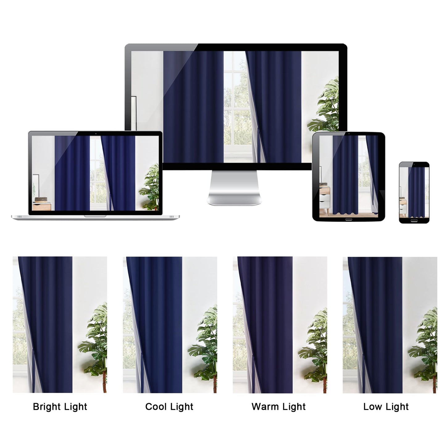 XWZO White Blackout Curtains with Tiebacks - Rod Pocket & Back Tab Heat and Full Light Blocking Window Panels for Bedroom/Nursery, 84 Inches Long Thermal Insulated Draperies, W42 x L84, Set of 2 BST326H