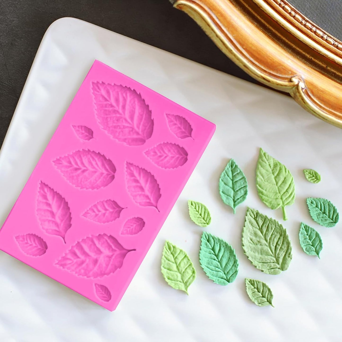 5-piece flower and leaf-shaped silicone molds for cake decoration, chocolate making, polymer clay, resin casting and DIY crafts making BST326L