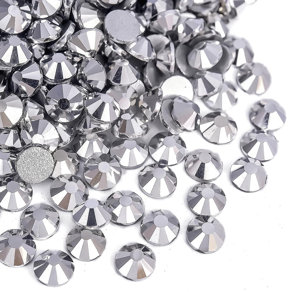 Black Shine Glass Rhinestones Crystal Flatback Gemstones for Crafts Nails Makeup Bags and Shoes Decoration.(SS20/1440pcs) BST202