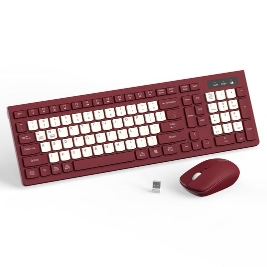 Wireless Keyboard and Mouse Combo, Full-Sized Wireless Keyboard and Adjustable DPI Mouse, 2.4GHz USB Receiver, Silent Keyboard and Mouse for PC, Windows, MAC, Desktop, Laptop (Avocado Green)