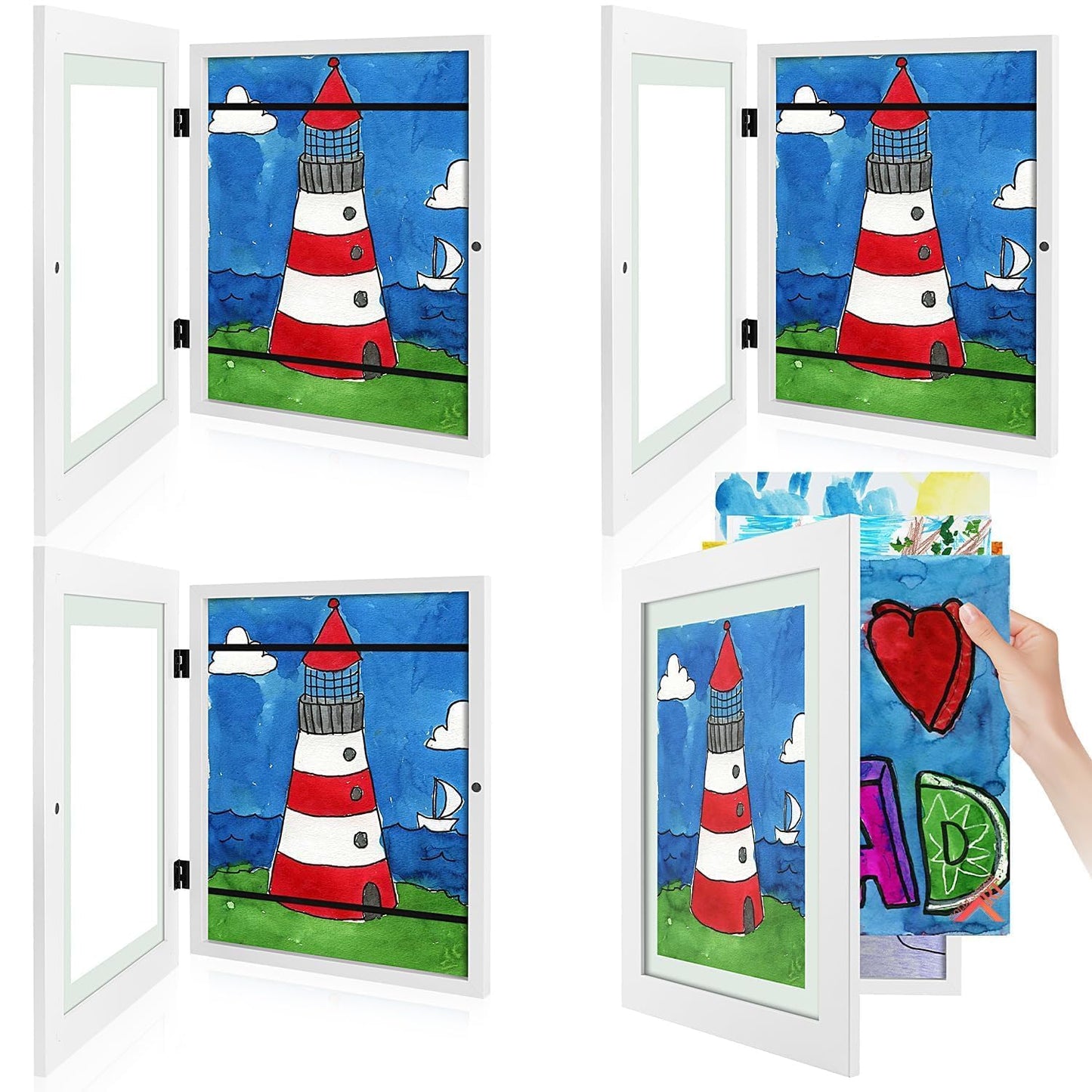 Golden State Art, 8.5x11 Kids Art Frames, Front-Opening Picture Frame Great for Kids Drawings, Artworks, Children Art Projects, Schoolwork, Home or Office (Walnut, Set of 2) BST220