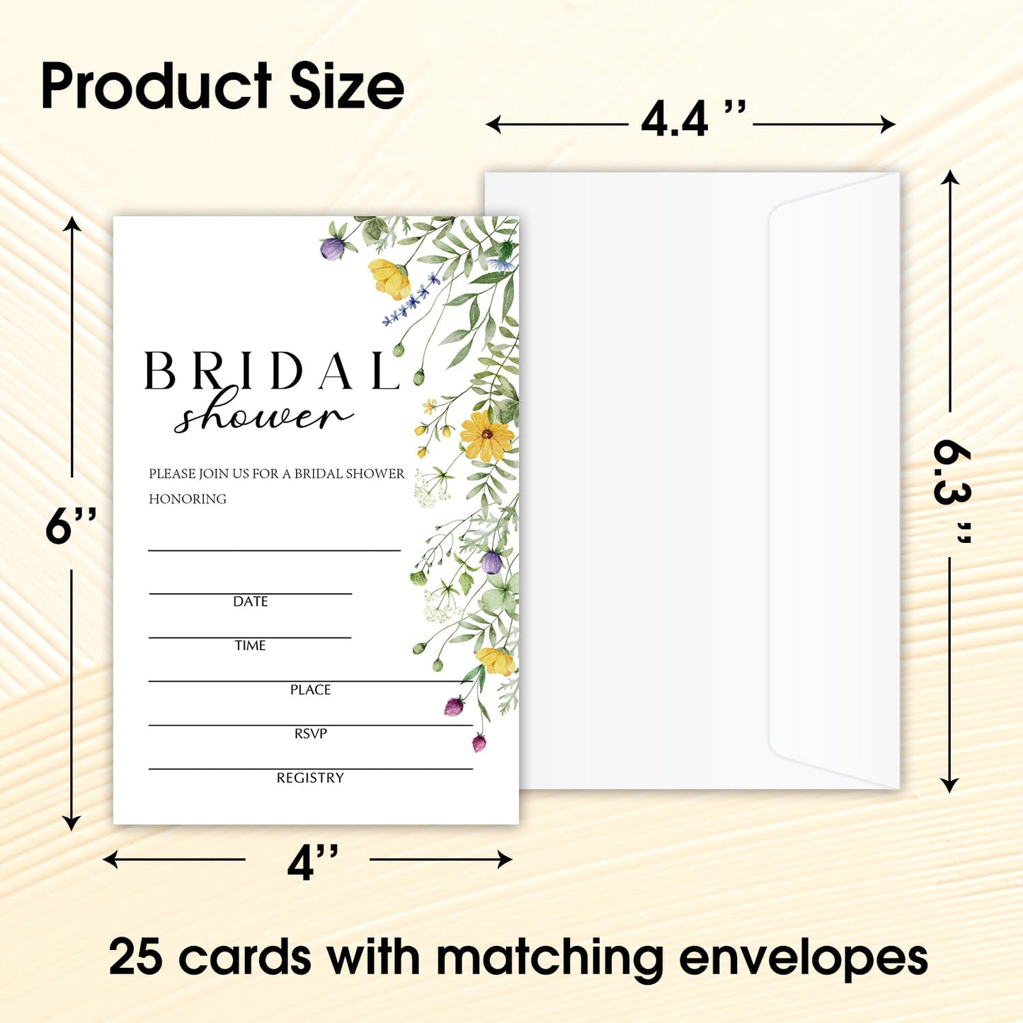 50 Years Anniversary Bridal Shower Invitations Cards, Set of 25 Gold Foil Floral Fill in Style 50th Year Wedding Invites Cards with Envelopes for Couples Marriage Party Supplies-T05 WN420