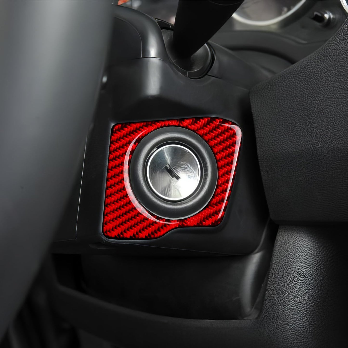 Car Gear Shift Lower Panel Sticker Carbon Fiber Decal Interior Trim Cover for Jeep Wrangler 2011 2012 2013 2014 2015 2016 2017 Accessories (Red) BST220