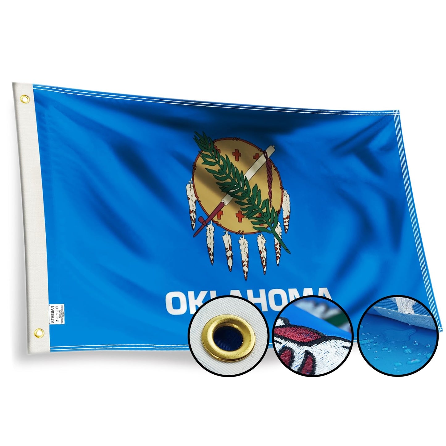 Arizona State Flag 3x5 - Embroidered Design AZ Flag, Heavy Duty Polyester with Brass Grommets for Outdoor WN420