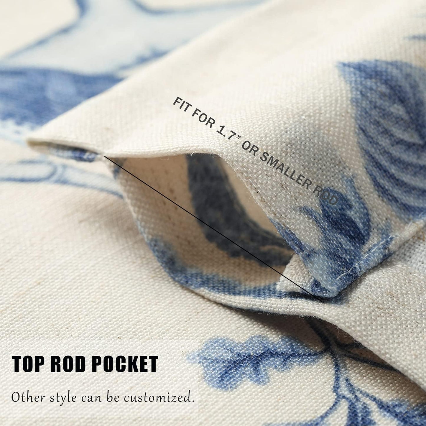 Leeva Tie Up Valance for Windows, Elegant Birds Pattern Light Filtering Window Treatment Valances for Bedroom Kitchen, One Panel, 52 x 18, Light Blue BST220