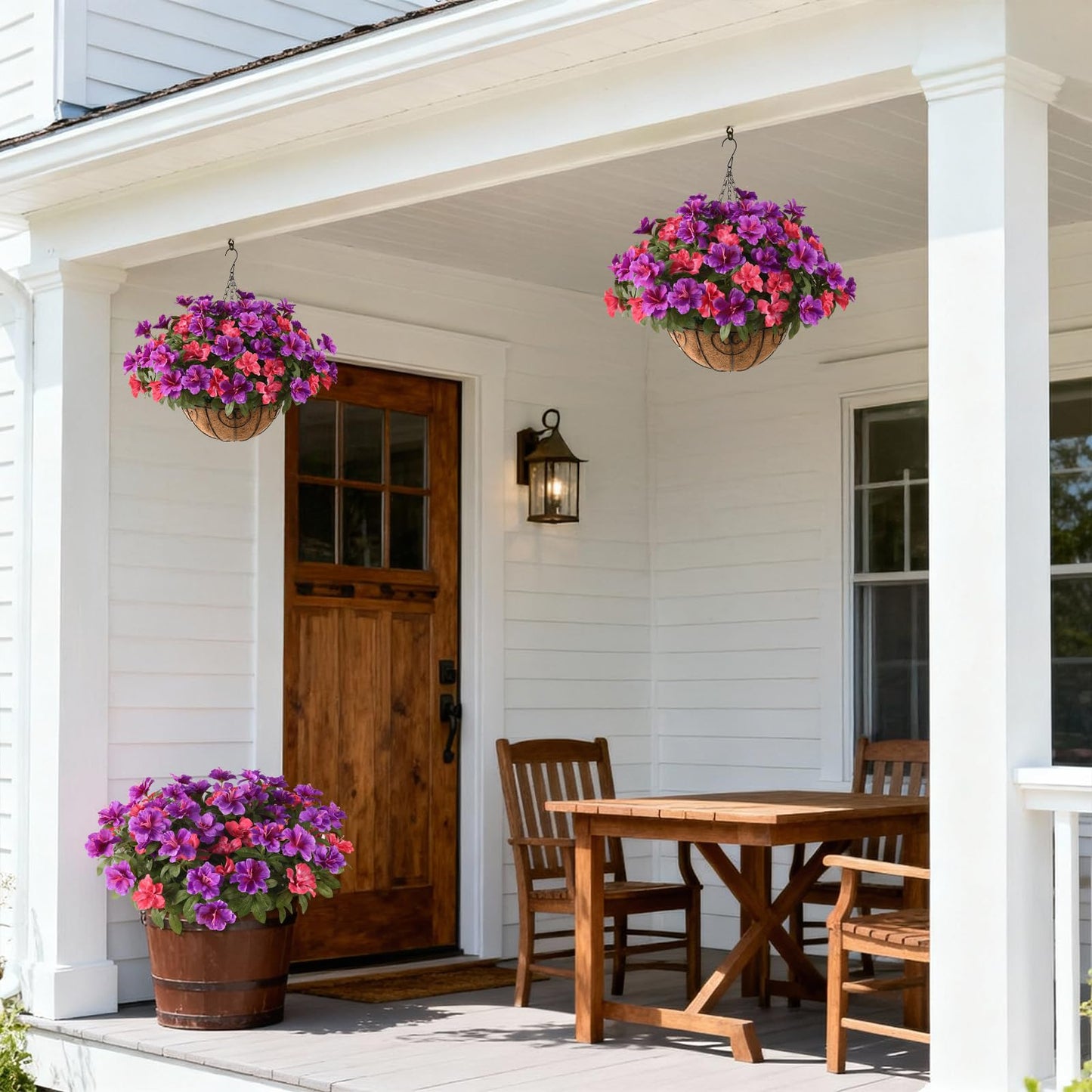 Hommyea Artificial Fake Flowers for Outdoor, 8 Bundles Faux Plants Silk Flowers Spring Decoration UV Resistant No Fade Plastic Flowers for Outside Planters Home Porch Patio Yard Garden Decor WN420