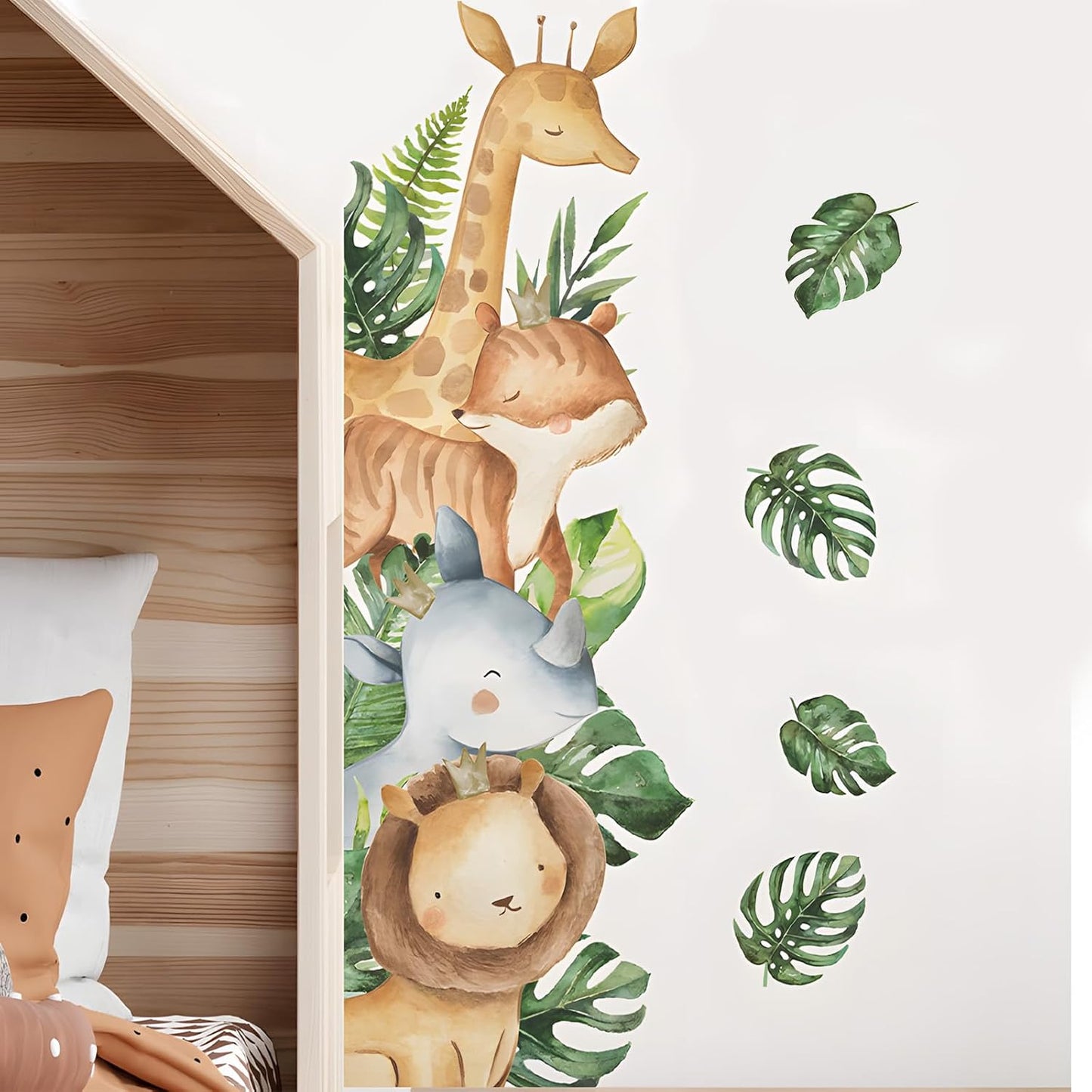 Peel & Stick Jungle Animal Wall Stickers Giraffe Elephant for Kids Nursery Decor BST326L