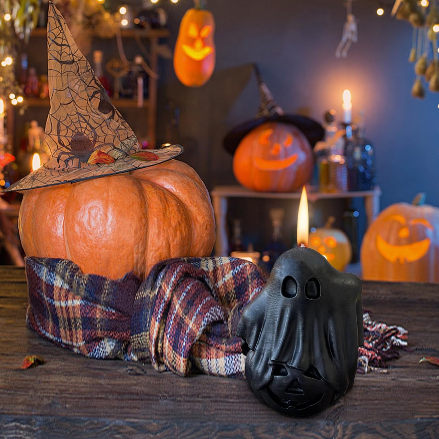 Halloween Ghost Pumpkin Candles with Fragrant Halloween Decor Candle for Home and Table Decorations 2.6 * 2 * 1.9 Inch BST202