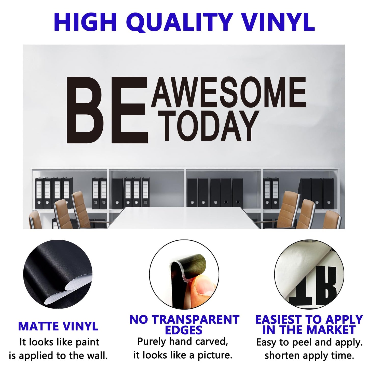 Inspirational Quotes Wall Decals for Gym: Office Motivational Positive Vinyl Art Wall Stickers for Classroom School Bedroom Living Room - Be Awesome Today 35" X 9.8" BST220
