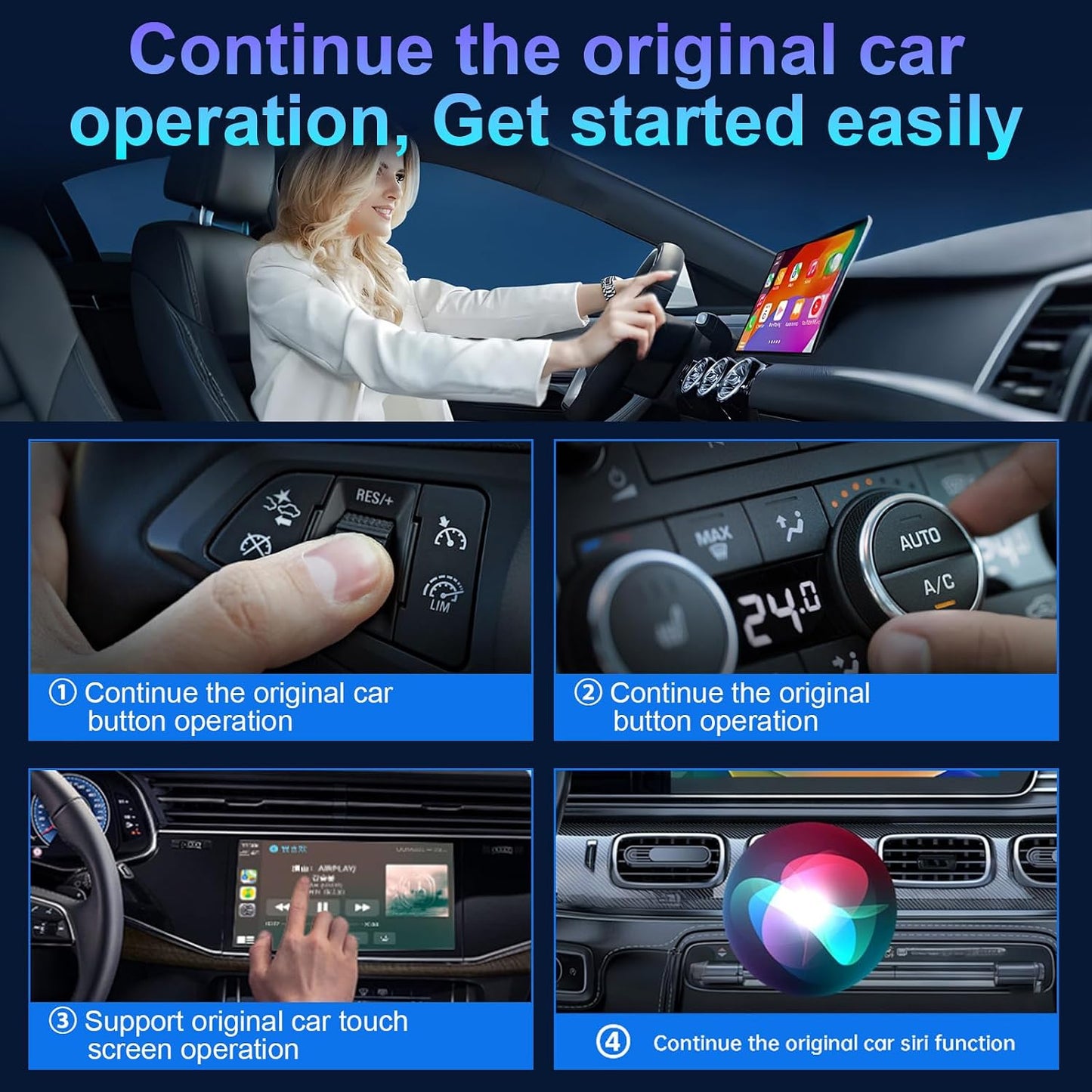 Wireless CarPlay Adapter for iPhone, HD Navigation Vehicle-Level Chip Stable Connect, Bluetooth CarPlay Plug & Play Convert Wired to Wireless CarPlay Adapter iOS 10+ & Cars from 2015+ WN420