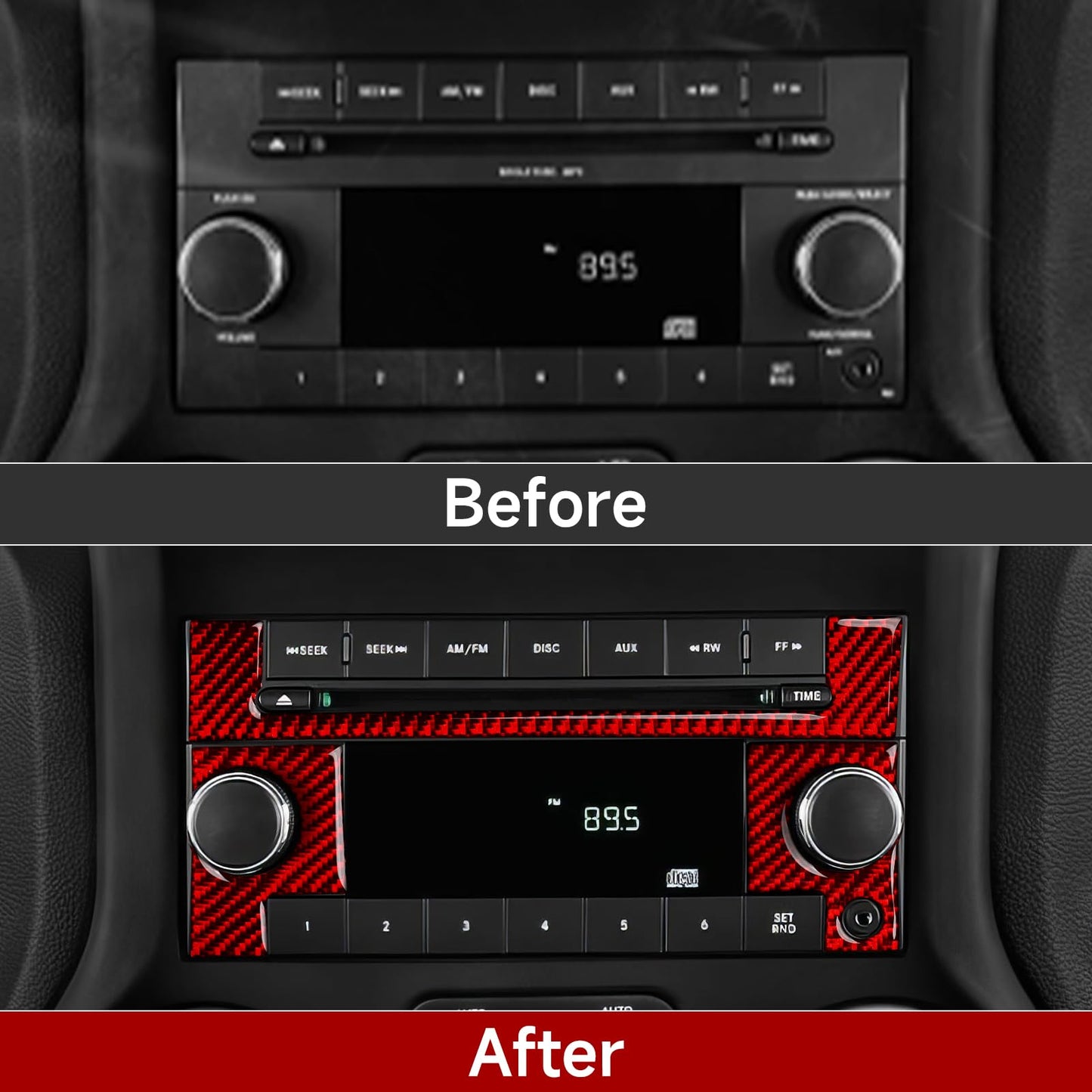 Car Gear Shift Lower Panel Sticker Carbon Fiber Decal Interior Trim Cover for Jeep Wrangler 2011 2012 2013 2014 2015 2016 2017 Accessories (Red) BST220