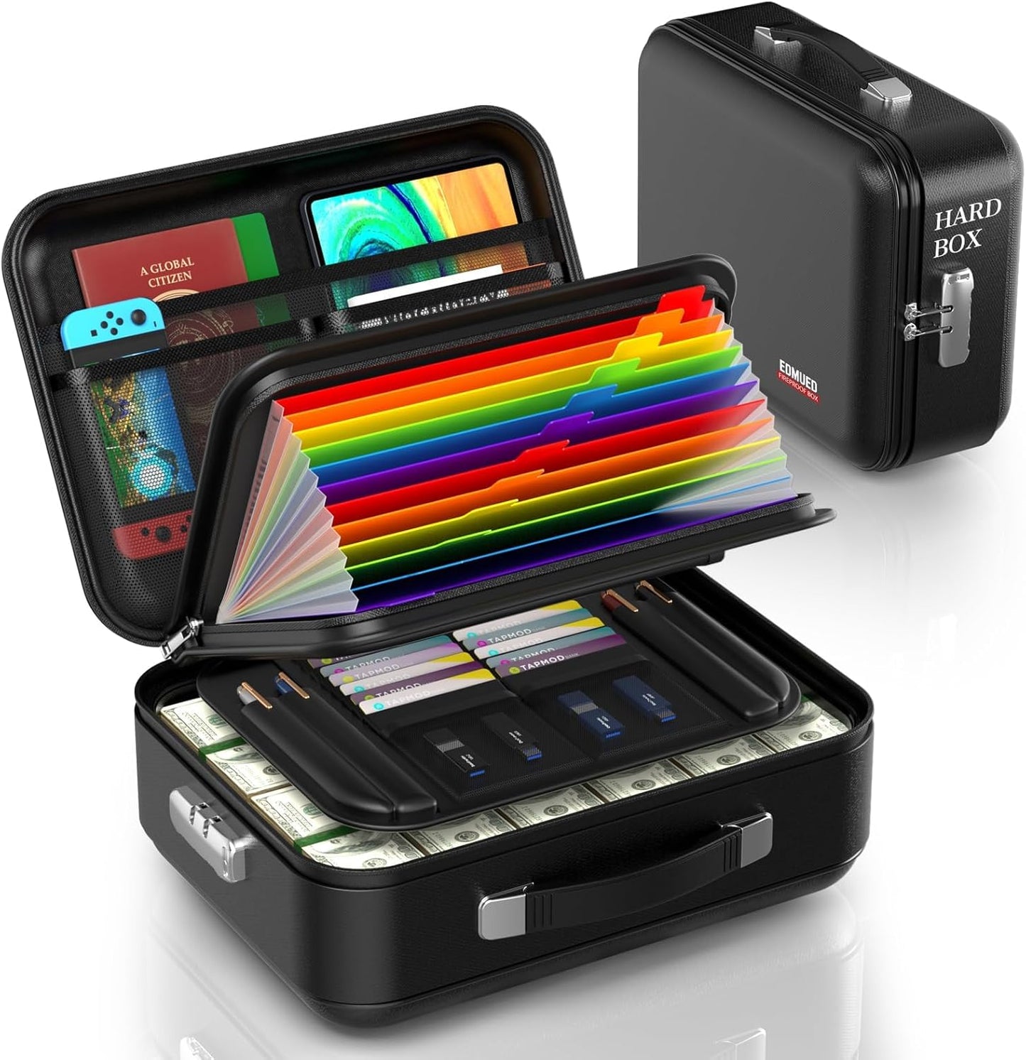 EDMUED Fireproof Document Box with Combination Lock 84
