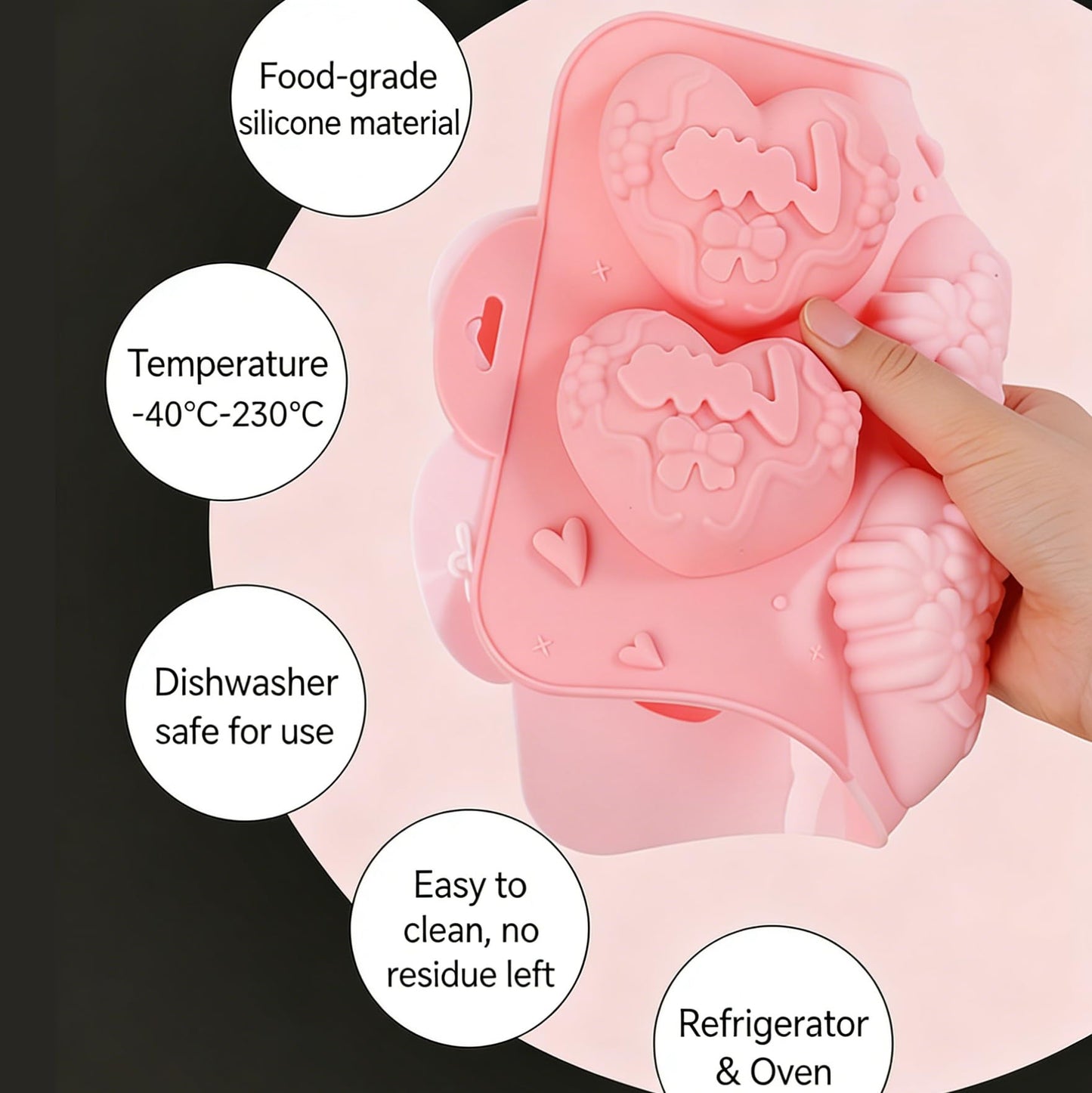 2 Pack Love Heart Silicone Chocolate Bomb Mold DIY Non-stick Silicone Handmade Mold for Valentine Chocolates, Cake, Hard Candy, Baking, Gummy, Ice Cube Trays cake BST202