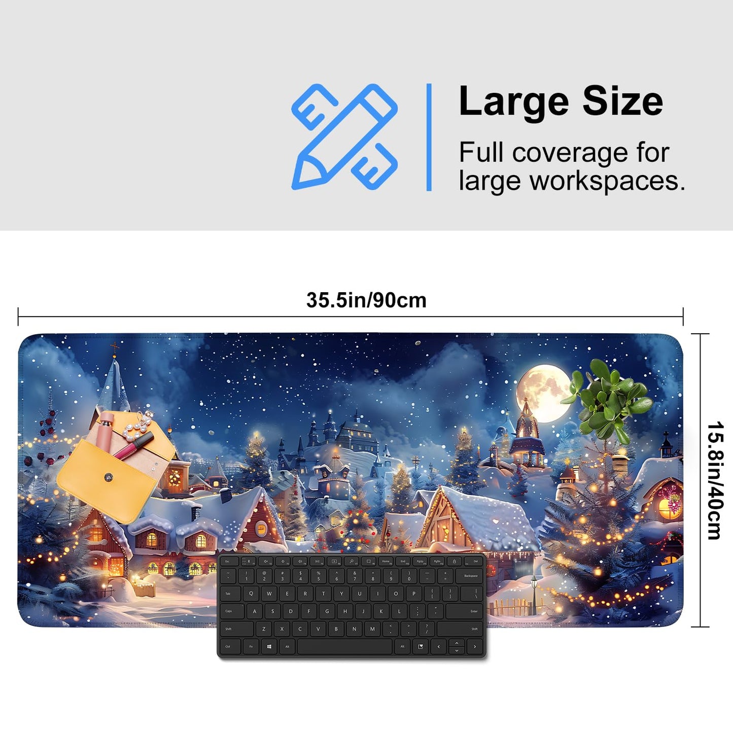 Mouse Pad Gaming Mousepad 31.5 x 11.8in Large Mouse Pad for Keyboard and Mouse with Anti-Slip Rubber Base, Keyboard Pad XL Mouse Mat for Home and Office,Snowy Forest WN420