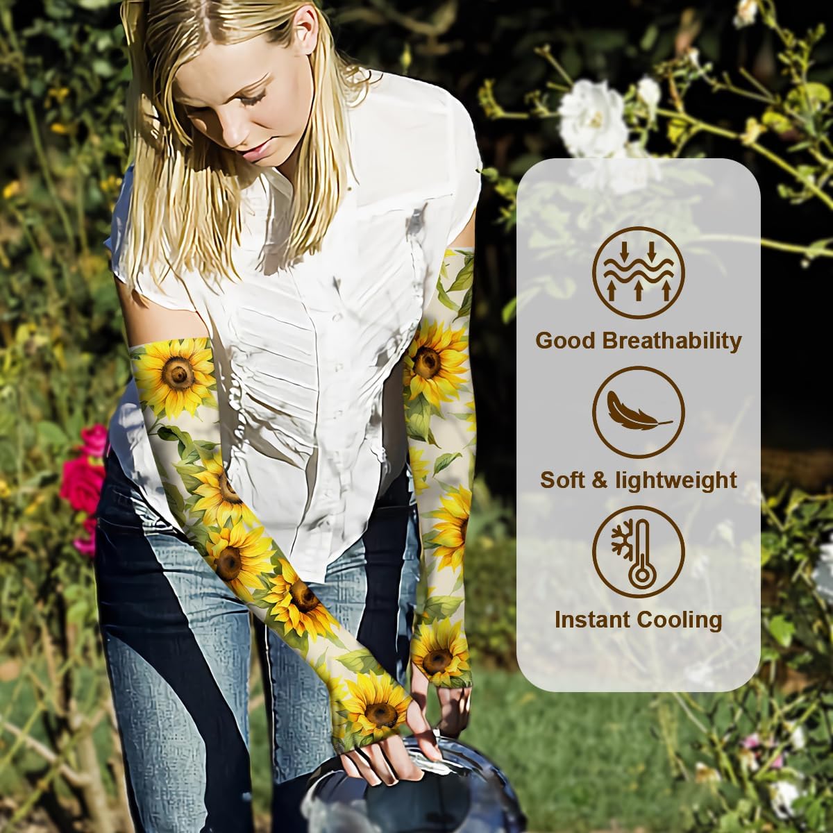 ShinHye UV Cooling Sleeves Gardening Sleeves UV Protection Anti-Scratch Sun Protection Arm Sleeves for Garden Outdoors WN420