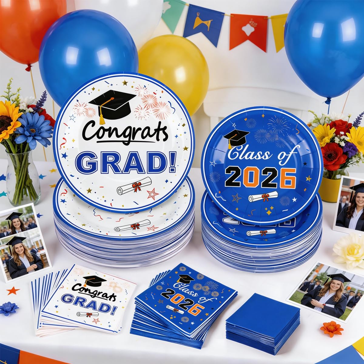 2026 Graduation Plates and Napkins, 320 PCS, Serves 80 | Disposable Class of 2026 tableware set for graduation parties, ceremonies and school celebrations BST202