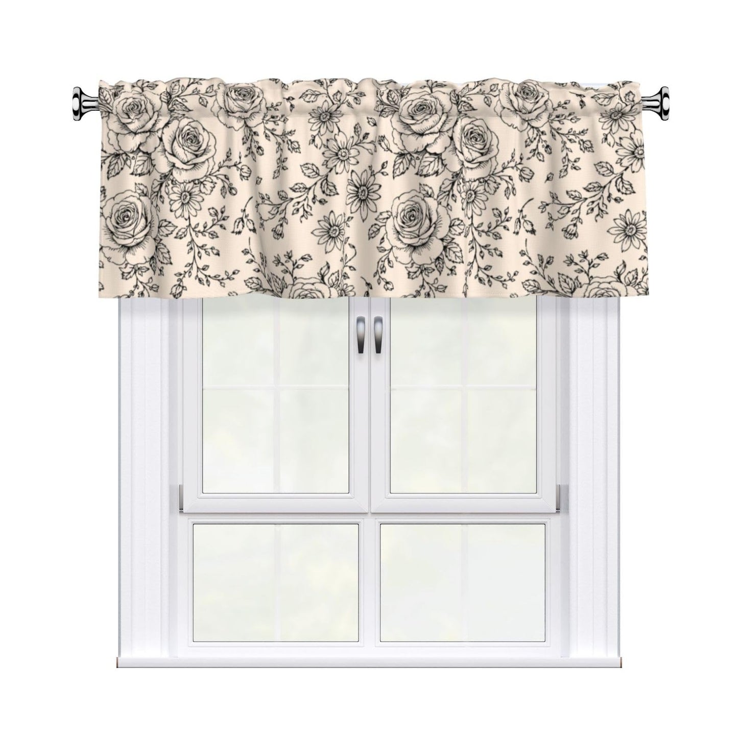 Easter Valances for Windows - Pink Spring Cafe Curtains Floral Bunny Short Curtains for Living Room Bathroom Bedroom Basement BST202