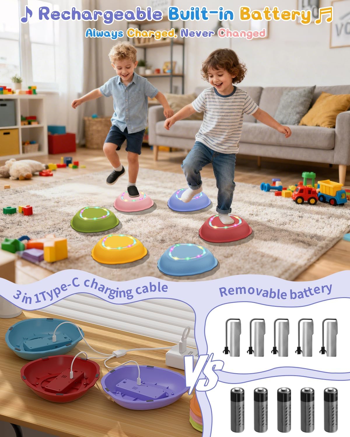 Light Up Rechargeable Stepping Stones for Kids 67