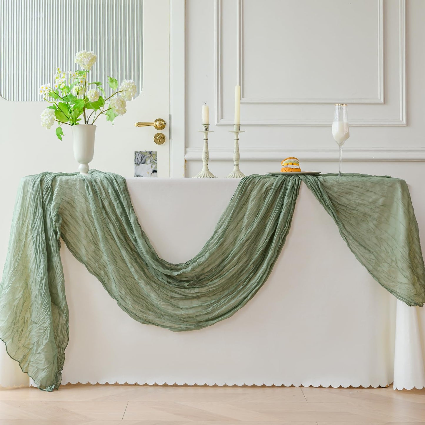 Dusty Blue Cheesecloth Table Runner Fall Autumn Decor 10ft Table Cloth for Wedding Party Baby Bridal Shower Birthday Halloween Thanksgiving Decoration BST326L