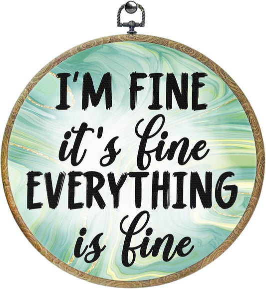 Funny Gifts Sarcastic Humorous Quotes Decor Framed Round Wall Decor Canvas Wall Art Hanging Prints Artwork for Home Office Farmhouse Bathroom Living Room Decorations Porch Garden 10.2X10.2 Inch WN420