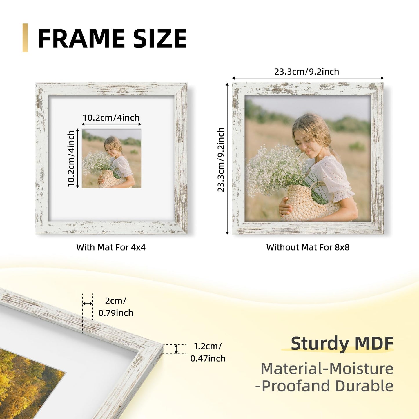 YESKAY 8x10 Picture Frame Set of 9, Display Pictures 5x7 with Mat or 8 x 10 Without Mat, Multi Photo Frames for Wall Mounting or Table Top Display, Blue BST326H