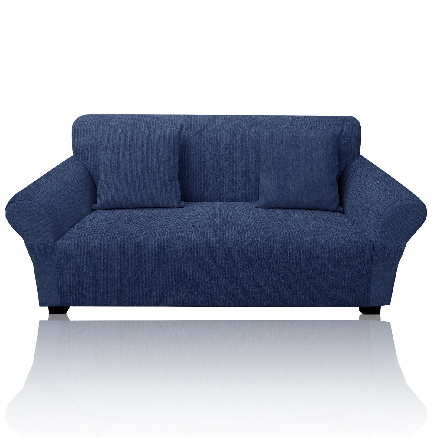 Sofa Slipcover with 2 Pillow Cover for 3 Cushion Couch, Non Slip Furniture Protector with Elastic Bottom, Washable Sofa Cover for Kids, Pets (Sofa, Navy) BST326H