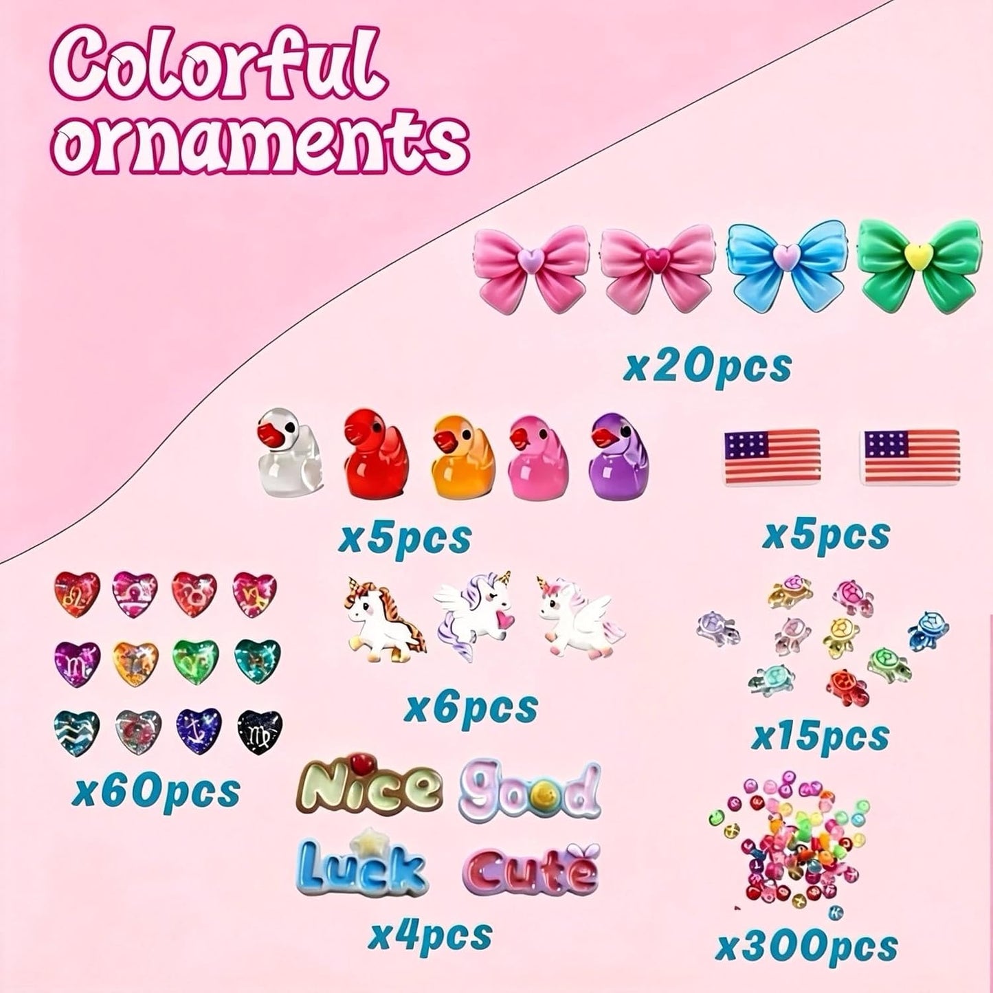 50pcs Cheer Pins Kit: Wooden Cheer Clothes Pins (2.8 inches) with Over 380 Unique Clip Charms, Including Cheer Pins for Cheerleaders, Zodiac Symbols, American Flag, Glowing Ducks and Turtles BST326H