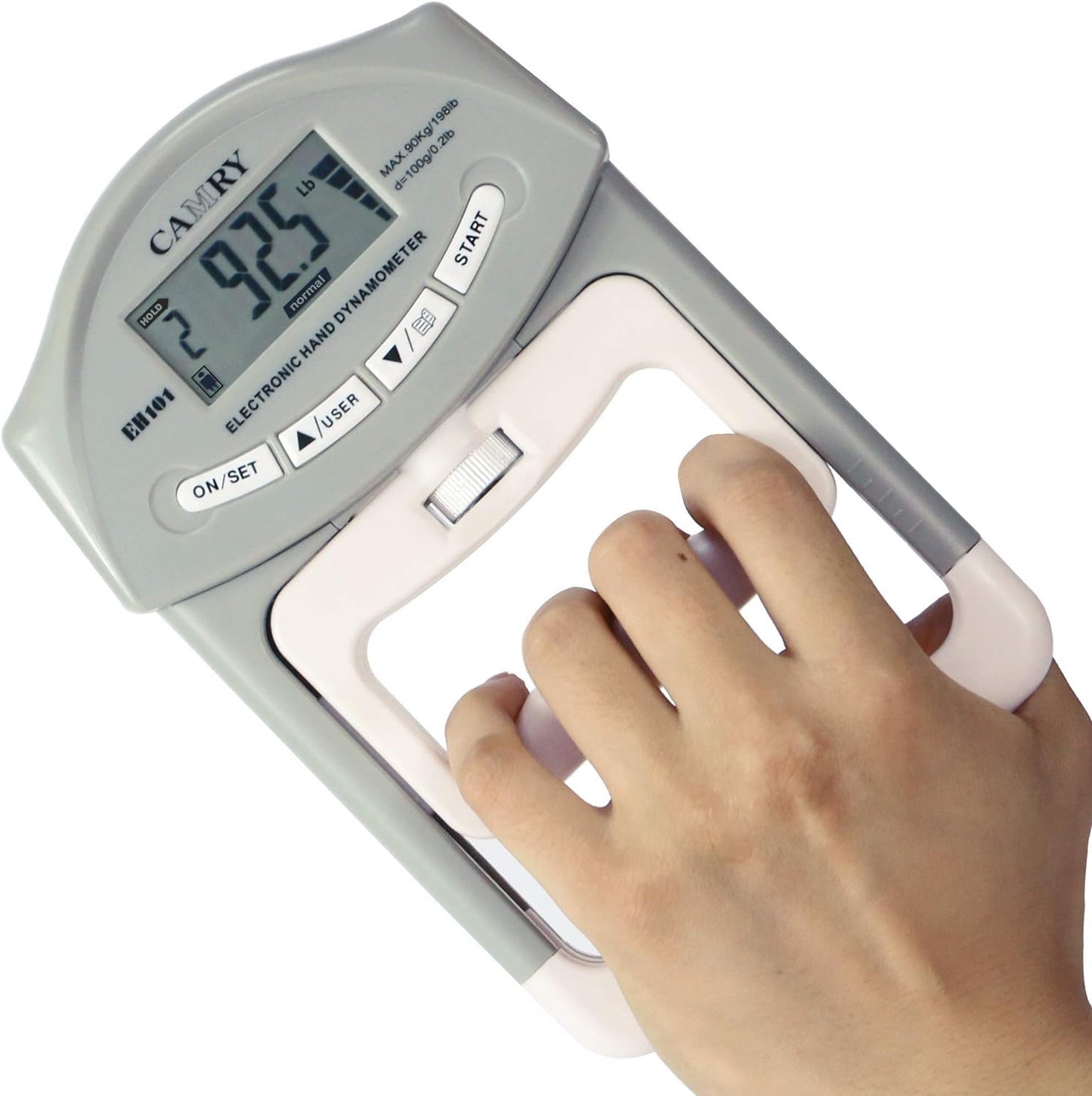CAMRY Digital Hand Dynamometer Grip Strength Measurement Meter Auto Capturing Electronic Hand Grip Power 198 Lbs / 90 Kg