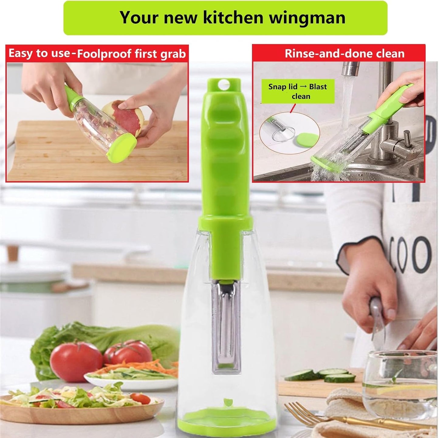 Vegetable peelers for kitchen, Potato Peeler, Fruit Carrot Veggie Peelers Built-in peel catcher, Peeler with Ergonomic Non-Slip Handle,Dishwasher safe for home, office and camping(Red) BST202