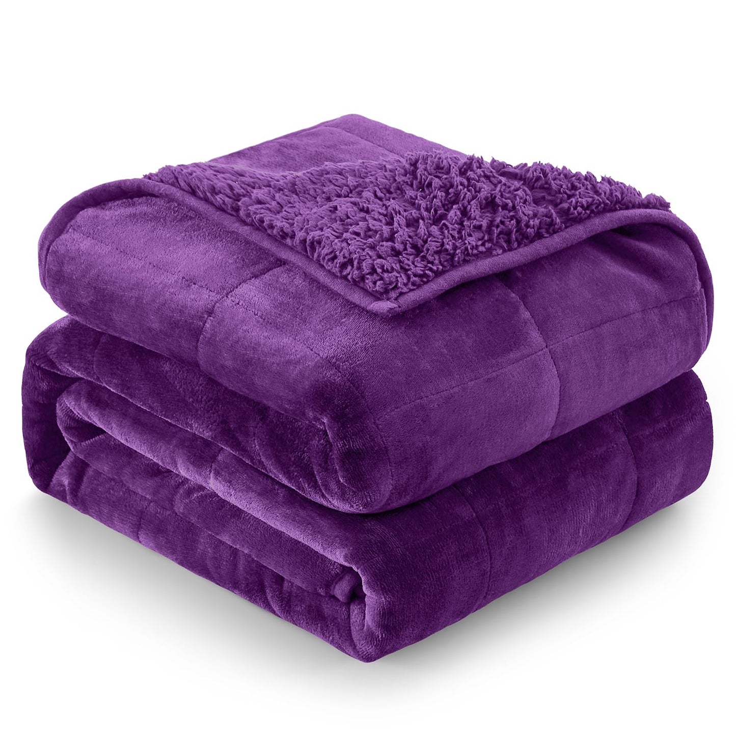Cottonblue Sherpa Fleece Weighted Blanket for Adults 15 lbs 48x72in Soft | Cozy Flannel Weighted Throw Blankets Full Size for Calming Sleeping Relaxing, Warm Fuzzy Bed Sofa Heavy Blanket Washable,Grey BST202